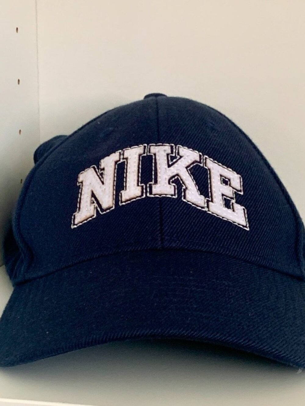 Vintage Nike Spell Out Hat Strap Back Grey Tag Y2K Swoosh Blue Running